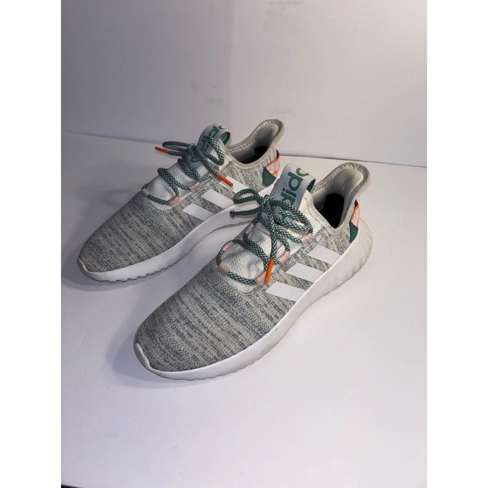 Adidas Kaptir X Running Shoes Womens 10 Gray 3-Stripes Upper Knit Lace Up EG2641